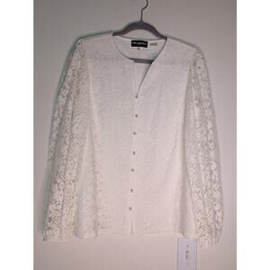 Karl Lagerfeld Paris Floral Lace Pearl Button Cardigan M Bridal Coquette Dainty